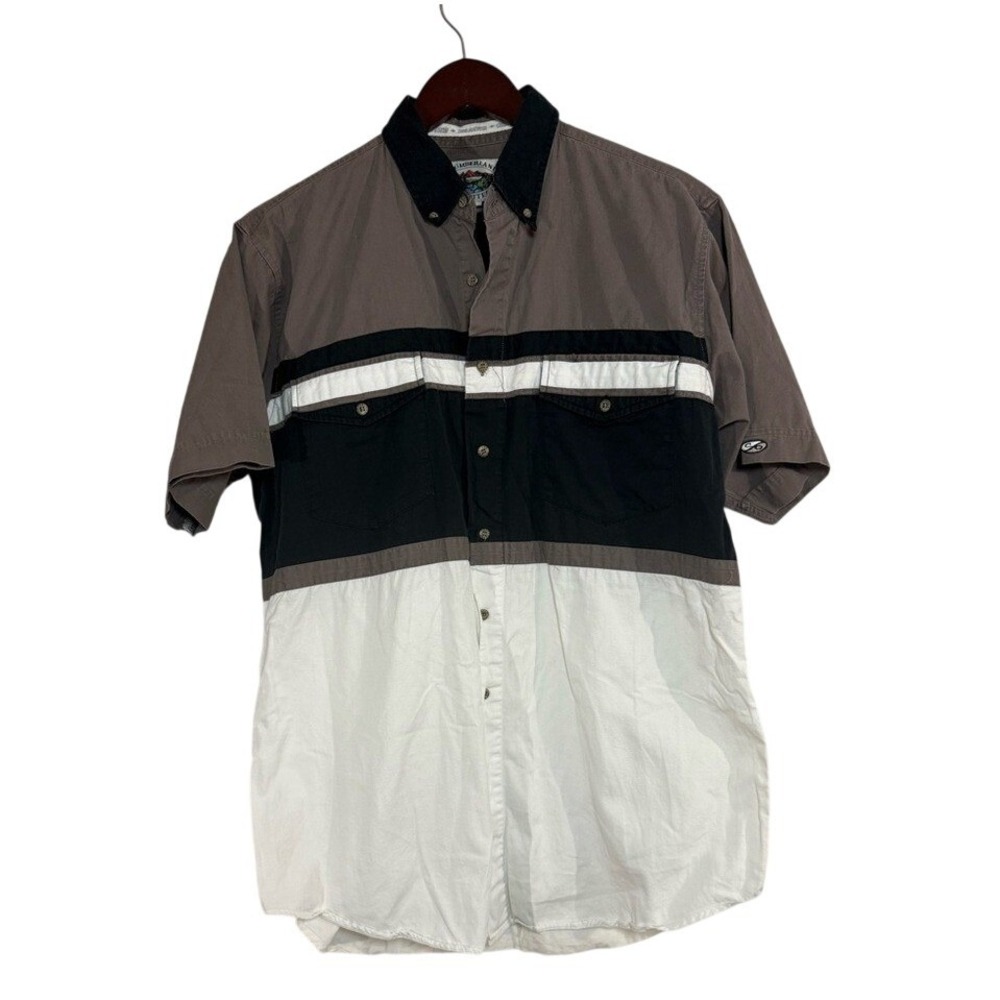 Cumberland Outfitters Men's Large Short Sleeve Button Up Western Blue Collar